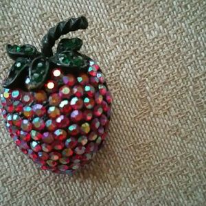 Vintage rhinestone  strawberry  pun
